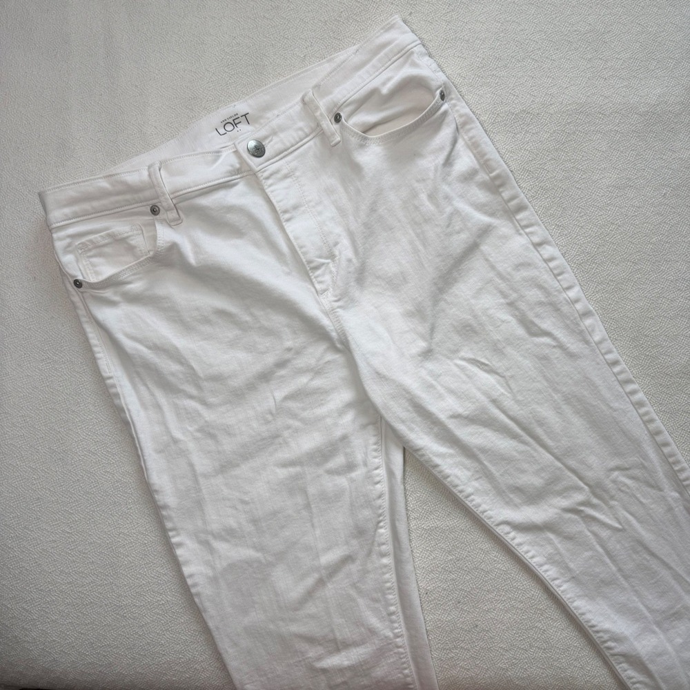 Loft Ann Taylor White High Rise Skinny Ankle Jeans Size 10 Preppy Light Academia